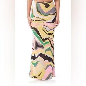 AFRM Pink and Black Trumpet Maxi Skirt Resort Wear
